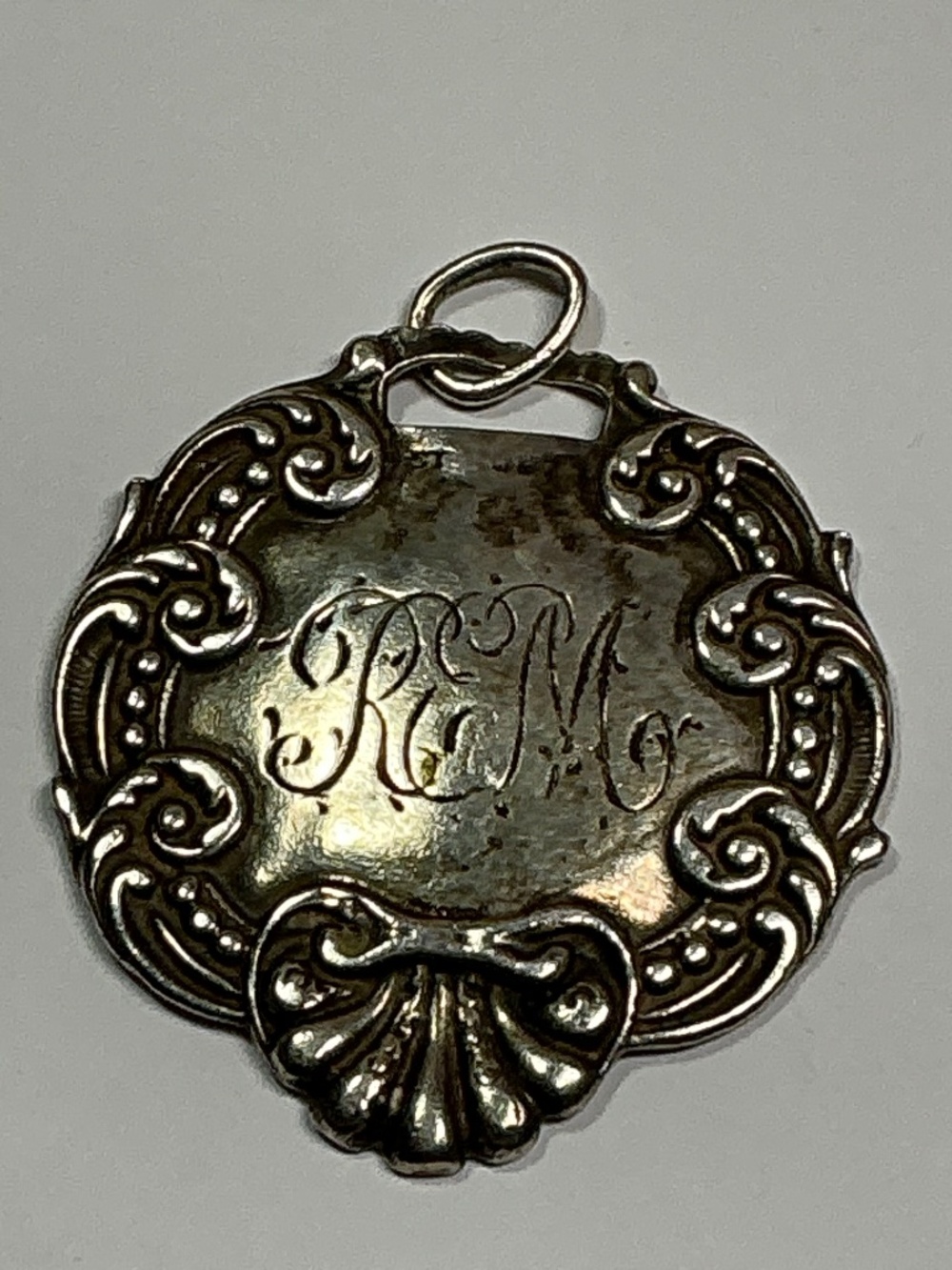 Vintage Sterling Silver Foree Personalized Pendant. 1 5/8 inch diameter